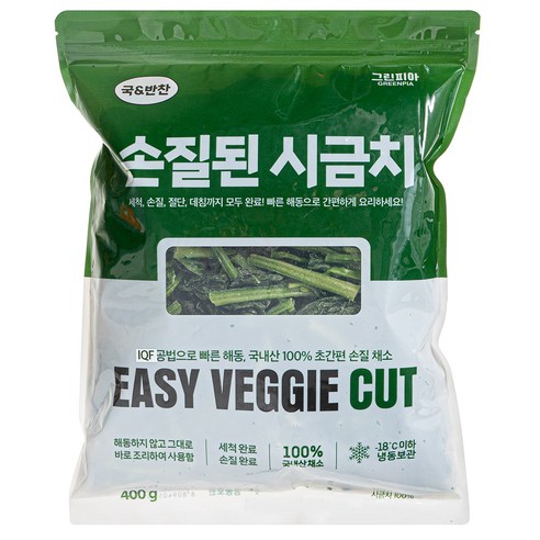 그린피아 국 & 반찬 손질된 시금치 (냉동), 400g, 1팩