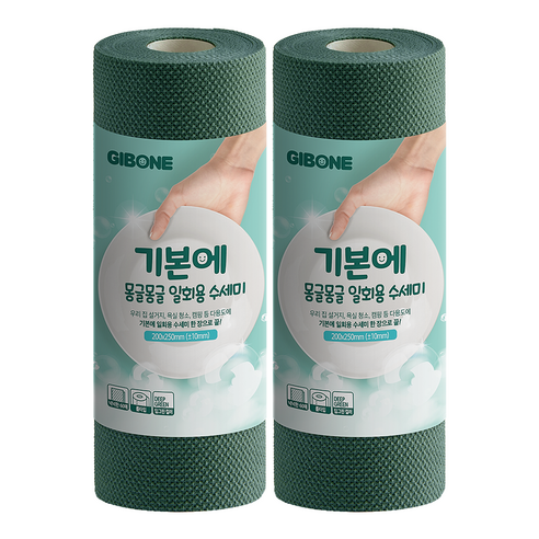 기본에 몽글몽글 일회용 수세미 60p, 딥그린, 2개