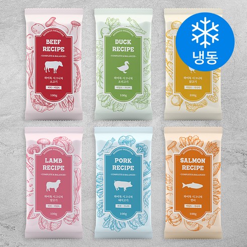 하이독 강아지 시그니처 냉동 화식 6종 세트, 100g, 1세트