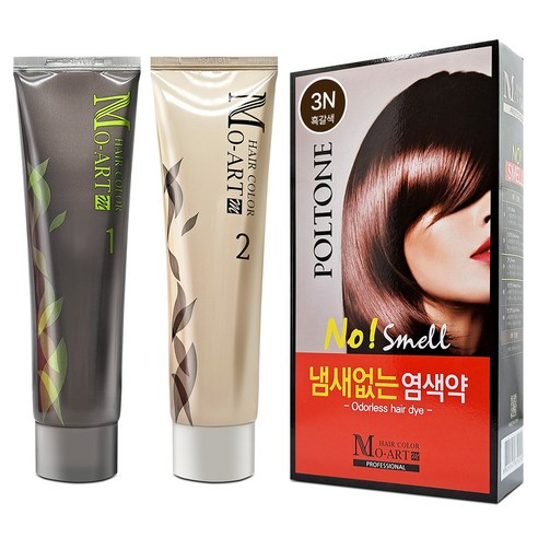 MOART 헤어컬러 새치 염모제 1제 + 2제 세트, 3N 흑갈색, 1개