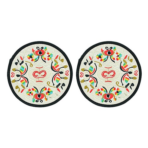컬러풀 덩쿨 자수 공예 컵 받침대 2p, 12, 2개