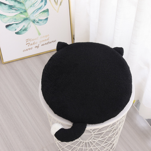 지니링 고양이 모양 털 방석, 검은고양이
