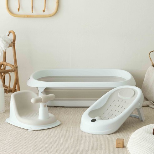 아기의 편안한 목욕을 위한 필수품: 더마더 유아용 접이식 욕조 세트