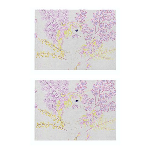 라벤더 유니콘 일러스트 플레이스 매트 2p, 27, 32 x 21 cm