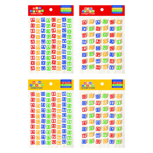 워너디스 블럭 스티커 4종 세트, 알파벳 2D, 3D, 숫자 2D, 3D, 1세트