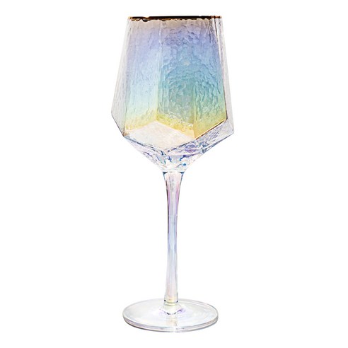 칼딘 오로라 홀로그램 유리컵 골드라인 와인잔, 580ml, 1개