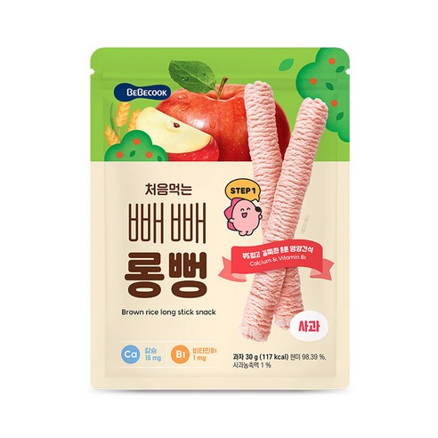 베베쿡 처음먹는 빼빼롱뻥 30g, 1개, 사과