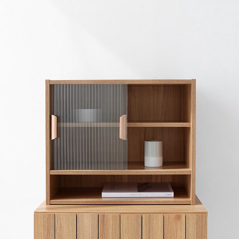 마켓비 FIKK 2문 슬라이딩 도어 유리 미니수납장 550