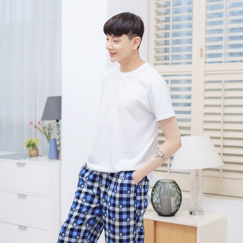 민트코코아 남성용 순면 7부 잠옷 바지