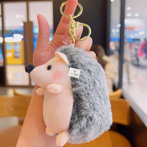 아이끌레 포동 고슴도치 인형 키링, 그레이, 1개, 11cm