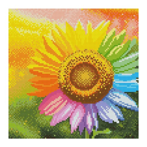 아이러브페인팅 캔버스형 보석십자수 DIY 키트 30 x 30 cm, 무지개 해바라기, 1개