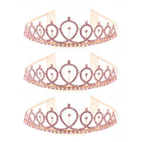 마켓감성 프린세스 큐빅 생일파티왕관, pink, 3개