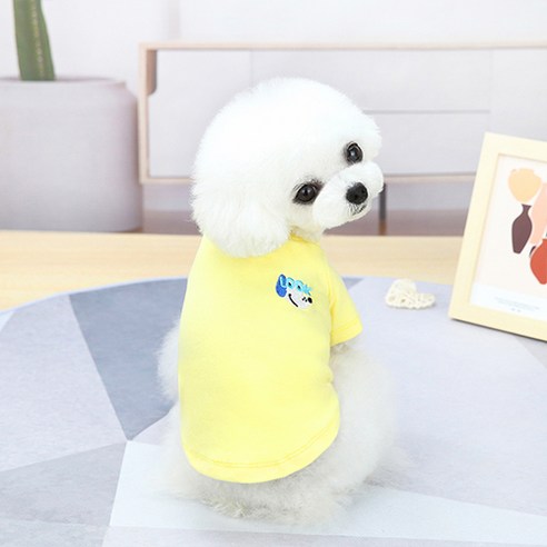 더플로우컴퍼니 반려동물 LOOK 스마트 강아지 홈룩 티셔츠, 옐로우