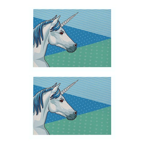 라벤더 유니콘 일러스트 플레이스 매트 2P, 039, 42 x 32 cm