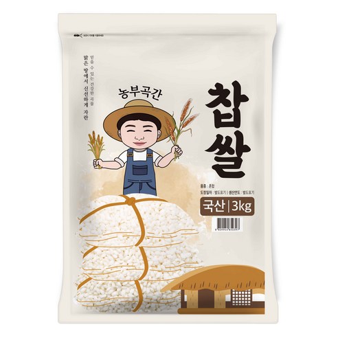 농부곡간 국산 찹쌀, 3kg, 4개