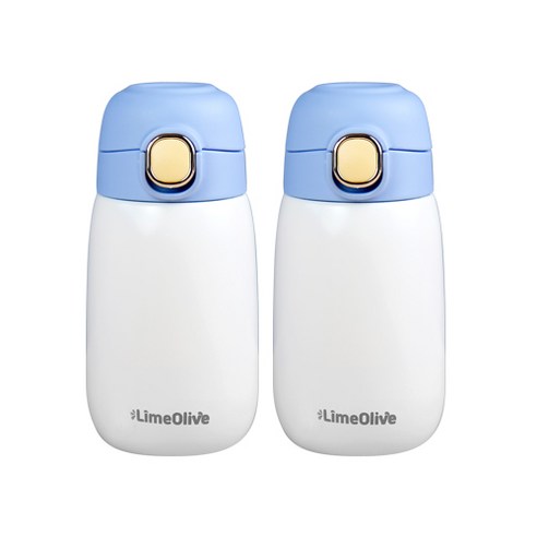 라임올리브 컴팩트 원터치 보온보냉병 2p, blue, blue, 320ml, 2개