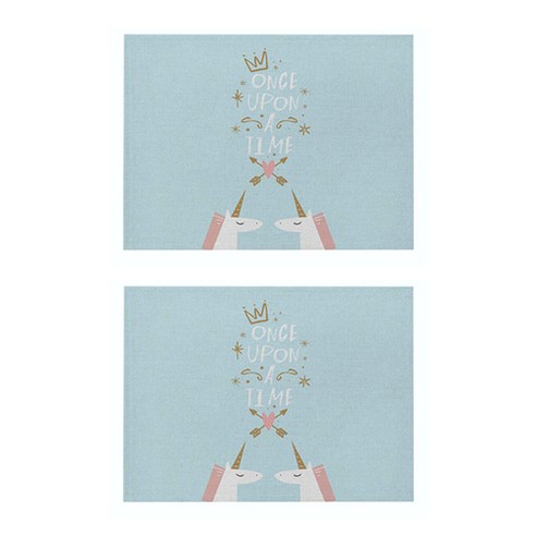 라벤더 유니콘 일러스트 플레이스 매트 2p, 35, 32 x 21 cm