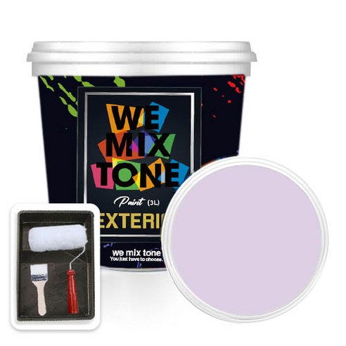 WEMIXTONE 외부용 EXTERIOR 페인트 3L + 붓 + 로울러 + 트레이 세트, WMT0395P01(페인트)
