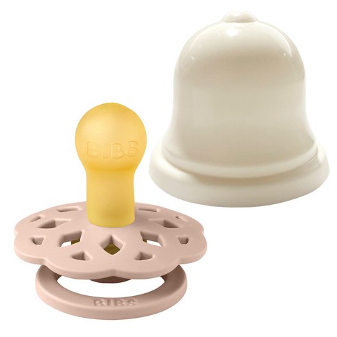 BIBS 보헴 고무 쪽쪽이 1단계 + 실리벨 케이스 세트, 1단계(0~6개월), 블러쉬, 1세트