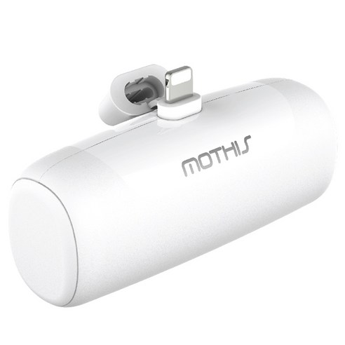 모디스 일체형 미니 보조배터리 5000mAh 8핀, MOTHIS-M50008P, 화이트