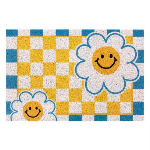 더자카 스마일 PVC 미끄럼 방지 코일 매트 60 x 40 cm, 옐로, 1개