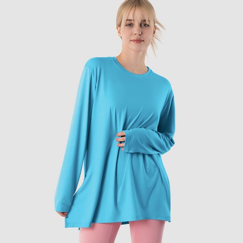 아르메데스 여성용 피치터치 오버핏 옆트임 긴팔 티셔츠 AR-240