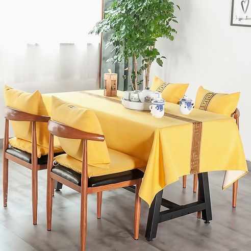알럽홈 센터 패턴디자인 컬러 식탁보, 옐로우, 140 x 140 cm