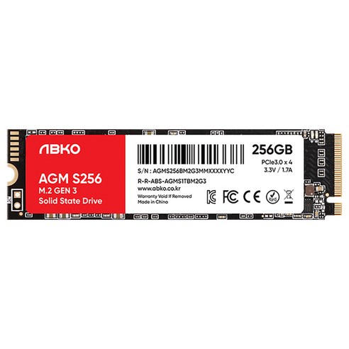 ssd  앱코 AGM M.2 NVMe S256 내장형 SSD, ABKOAGMS256GM2G3, 256GB