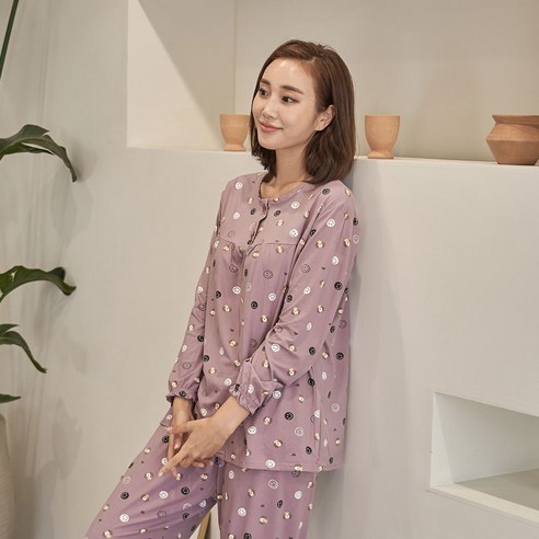 도씨 여성용 피치기모 훌라펫 긴팔 커플 잠옷