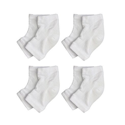 생활더하기 풋케어 발 뒤꿈치 보습 패드 양말 화이트, 1개입, 4세트