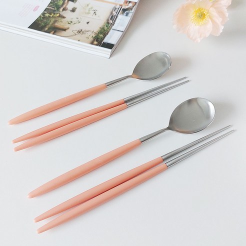 보겐 마띠네 한식 수저 2인 세트, 피치, 숟가락 2p + 젓가락 2p