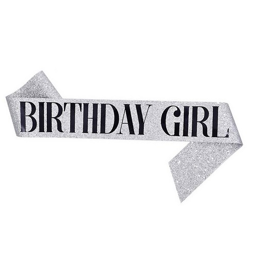 올리브파티 생일파티 글리터 어깨띠, 실버걸, 1개