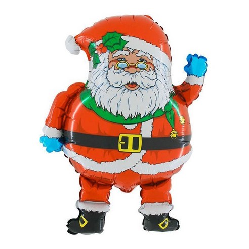 GRABO 레트로감성 안경 쓴 산타 은박풍선, 혼합색상, 1개