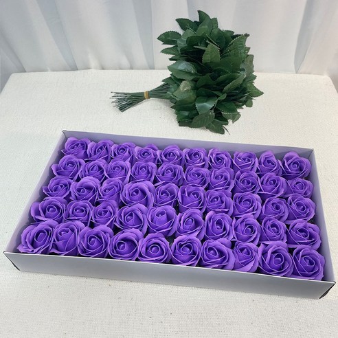 이플린 3겹 비누꽃 장미 50p + 잎사귀꽃대 50p, 중보라