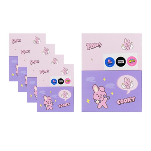 스튜디오에잇 BT21 빼꼼편선지 5p + 스티커 3종 x 3p 세트, 쿠키, 1세트