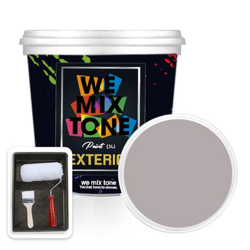 WEMIXTONE 외부용 EXTERIOR 페인트 3L + 붓 + 로울러 + 트레이 세트, WMT0101P01(페인트), 1개