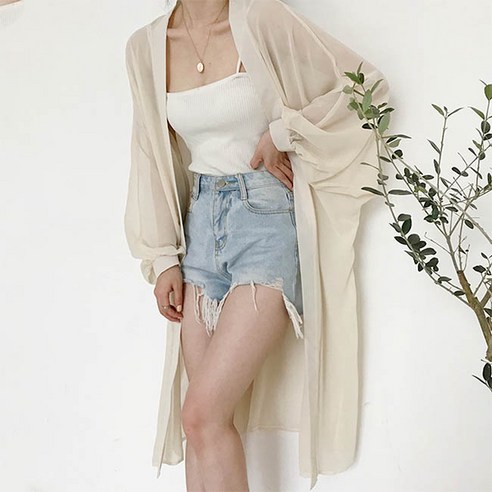 앤드스타일 여성용 시스루로브 롱 가디건 260774