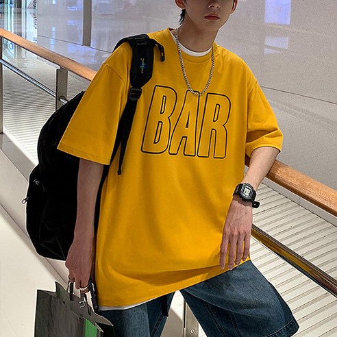 남성용 마켓A 데일리 BAR 반팔티셔츠