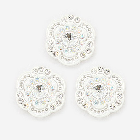 큐빅 보석 단추 벚꽃 21mm, 화이트, 3개