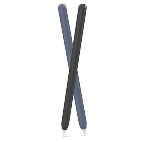 제로스킨 애플펜슬 2세대 파스텔 실리콘 케이스 2종, 블랙, 미드나잇블루, 1세트