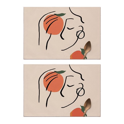 더플로우 북유럽 만다린 아트 테이블 플레이스 매트 2p, 04, 45 x 30 cm