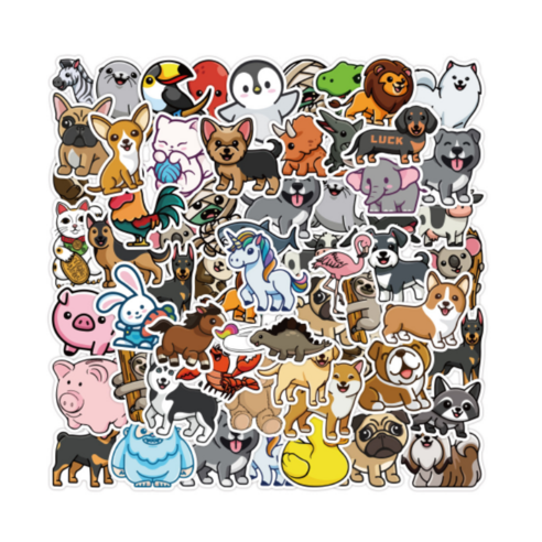 오손 DIY 꾸미기용 동물 타입 스티커 50종, 1세트, 02