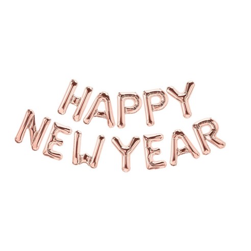알파벳 은박 HAPPY NEW YEAR 풍선세트 랜덤발송, 1세트, 로즈골드