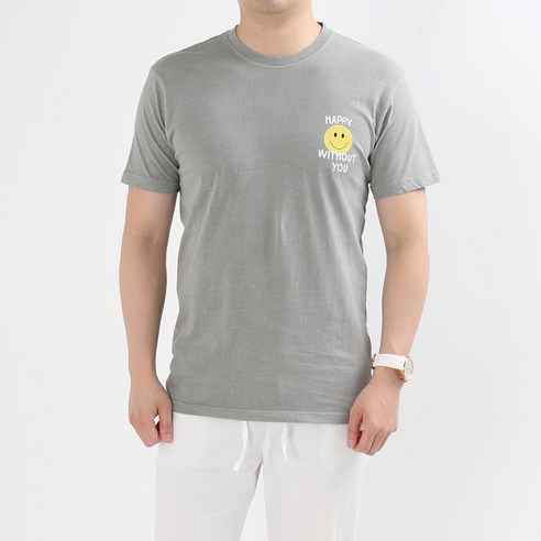 남성용 Smile 피그먼트 반팔 티셔츠