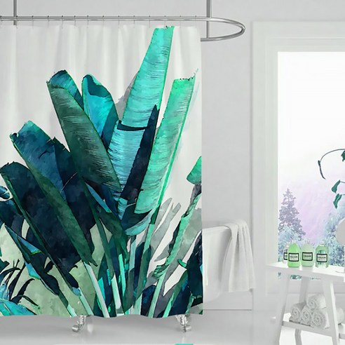 마켓A 열대기후 식물꽃 샤워커튼 TYPE4 180 x 120 cm, 1개