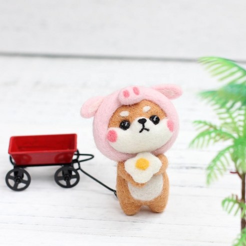 펫돌 양양이 니들펠트 인형 DIY 세트, 1세트, 돼지시바