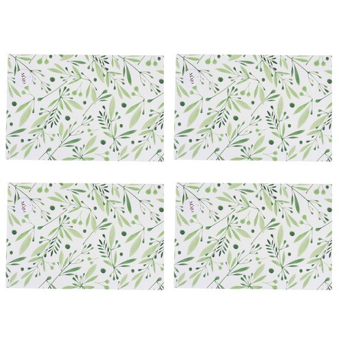 레벤쿠첸 일러스트 PVC 테이블매트 4p, 그린 리프, 45 x 30 cm