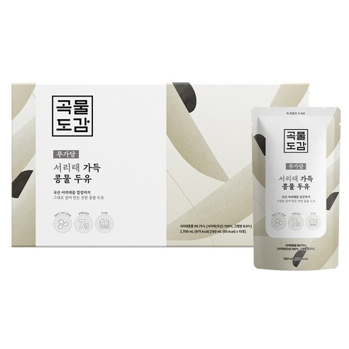 곡물도감 무가당 서리태 가득 콩물두유, 180ml, 15개