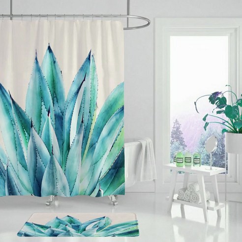 카리스 꽃 식물 방수 욕실 샤워 커튼 A07 180 x 200 cm, 1개