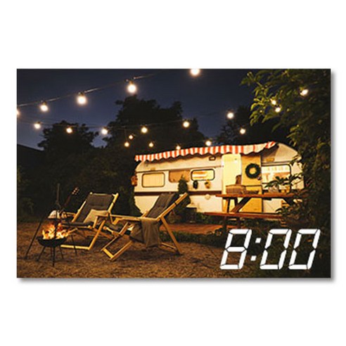 홈마인 LED 캔버스 프린팅 액자 시계 캠핑, 600-HM-CAMPING-27